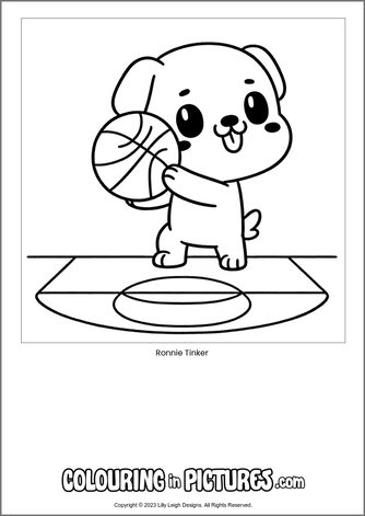 Free printable dog colouring in picture of Ronnie Tinker