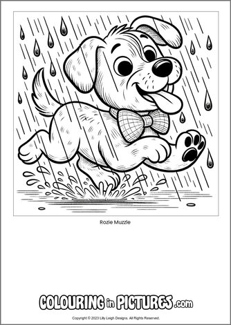 Free printable dog colouring in picture of Rozie Muzzle