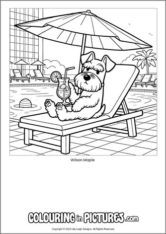 Free printable dog colouring in picture of Wilson Maple
