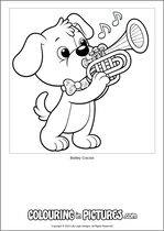 Free printable dog themed colouring page of a dog. Colour in Bailey Cocoa.