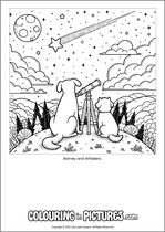 Free printable dog colouring page. Colour in Barney and Whiskers.
