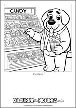 Free printable dog themed colouring page of a dog. Colour in Bruno Spark.