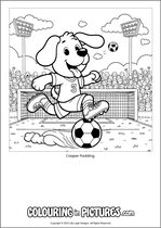 Free printable dog themed colouring page of a dog. Colour in Casper Padding.