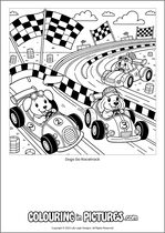 Free printable dog colouring page. Colour in Dogs Go Racetrack.