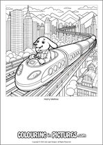 Free printable dog themed colouring page of a dog. Colour in Harry Mellow.
