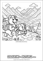 Free printable dog colouring page. Colour in Lottie Muzzle and Jimmy.