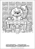 Free printable dog themed colouring page of a dog. Colour in Lulu Puff.