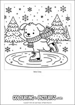 Free printable dog themed colouring page of a dog. Colour in Max Cosy.