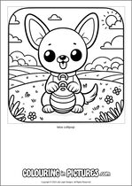 Free printable dog themed colouring page of a dog. Colour in Max Lollipop.