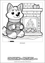Free printable dog themed colouring page of a dog. Colour in Mila Spark.