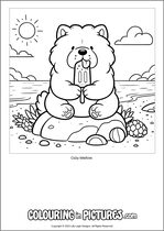 Free printable dog themed colouring page of a dog. Colour in Ozzy Mellow.