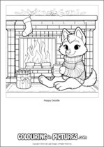 Free printable dog themed colouring page of a dog. Colour in Poppy Doodle.