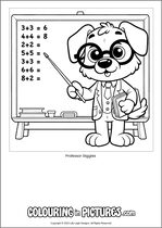 Free printable dog colouring page. Colour in Professor Giggles.