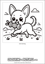 Free printable dog themed colouring page of a dog. Colour in Sam Nutmeg.