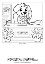 Free printable dog themed colouring page of a dog. Colour in Stanley Waffle.
