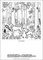 Free printable dog themed colouring page of a dog. Colour in Toby Pebbles.