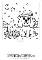 Free printable dog themed colouring page of a dog. Colour in Winnie Bounce.