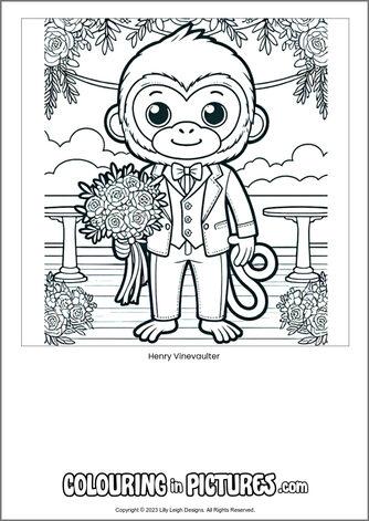 Free printable monkey colouring in picture of Henry Vinevaulter