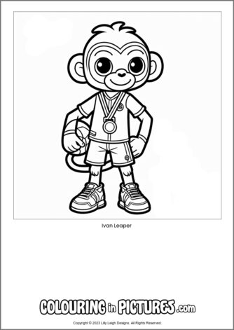 Free printable monkey colouring in picture of Ivan Leaper
