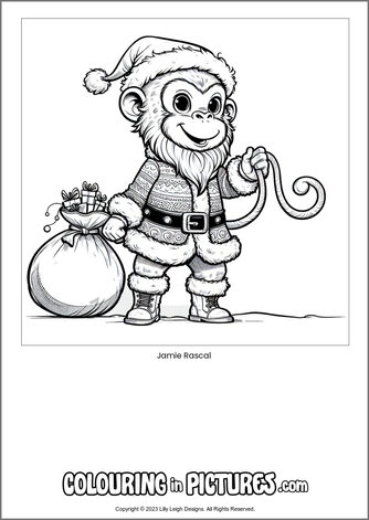 Free printable monkey colouring in picture of Jamie Rascal