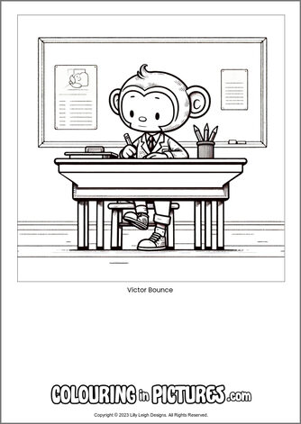 Free printable monkey colouring in picture of Victor Bounce