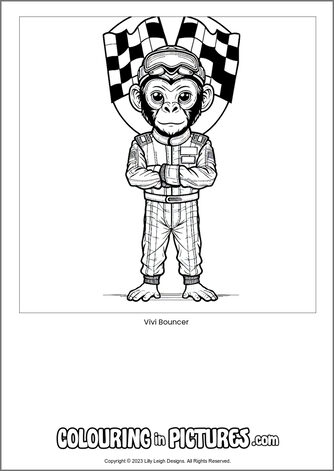 Free printable monkey colouring in picture of Vivi Bouncer
