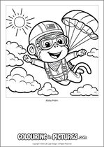 Free printable monkey themed colouring page of a monkey. Colour in Abby Palm.