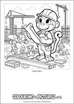 Free printable monkey themed colouring page of a monkey. Colour in Cedric Berry.