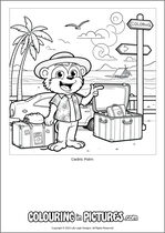 Free printable monkey themed colouring page of a monkey. Colour in Cedric Palm.