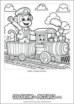 Free printable monkey themed colouring page of a monkey. Colour in Cedric Tumble And Son.