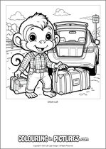Free printable monkey themed colouring page of a monkey. Colour in Dave Lull.