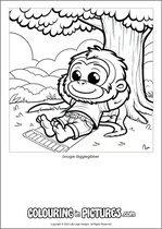 Free printable monkey themed colouring page of a monkey. Colour in Dougie Gigglegibber.