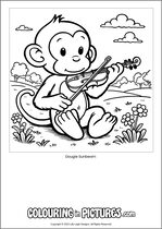 Free printable monkey themed colouring page of a monkey. Colour in Dougie Sunbeam.
