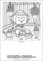 Free printable monkey themed colouring page of a monkey. Colour in Eddie Tropic.