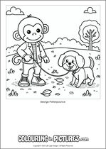 Free printable monkey themed colouring page of a monkey. Colour in George Patterpounce.