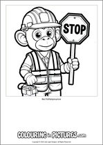 Free printable monkey themed colouring page of a monkey. Colour in Ike Patterpounce.