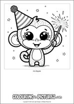 Free printable monkey themed colouring page of a monkey. Colour in Iris Ripple.