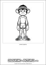 Free printable monkey colouring page. Colour in Jamie Caprice.