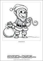 Free printable monkey themed colouring page of a monkey. Colour in Jamie Rascal.