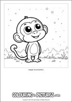 Free printable monkey themed colouring page of a monkey. Colour in Jasper Acornantics.