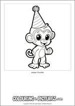 Free printable monkey themed colouring page of a monkey. Colour in Jasper Chuckle.