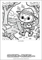 Free printable monkey themed colouring page of a monkey. Colour in Juno Shuffler.
