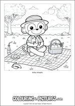 Free printable monkey themed colouring page of a monkey. Colour in Kirby Hoopla.