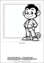 Free printable monkey themed colouring page of a monkey. Colour in Kirby Ripple.