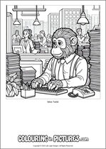 Free printable monkey themed colouring page of a monkey. Colour in Max Twist.