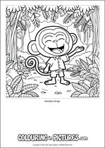 Free printable monkey themed colouring page of a monkey. Colour in Monkey Sings.