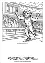 Free printable monkey themed colouring page of a monkey. Colour in Monkey World Games.