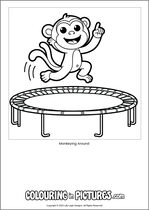 Free printable monkey colouring page. Colour in Monkeying Around.