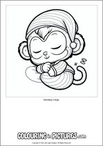Free printable monkey themed colouring page of a monkey. Colour in Monkey's Nap.
