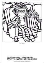 Free printable monkey themed colouring page of a monkey. Colour in Ned Ripple.